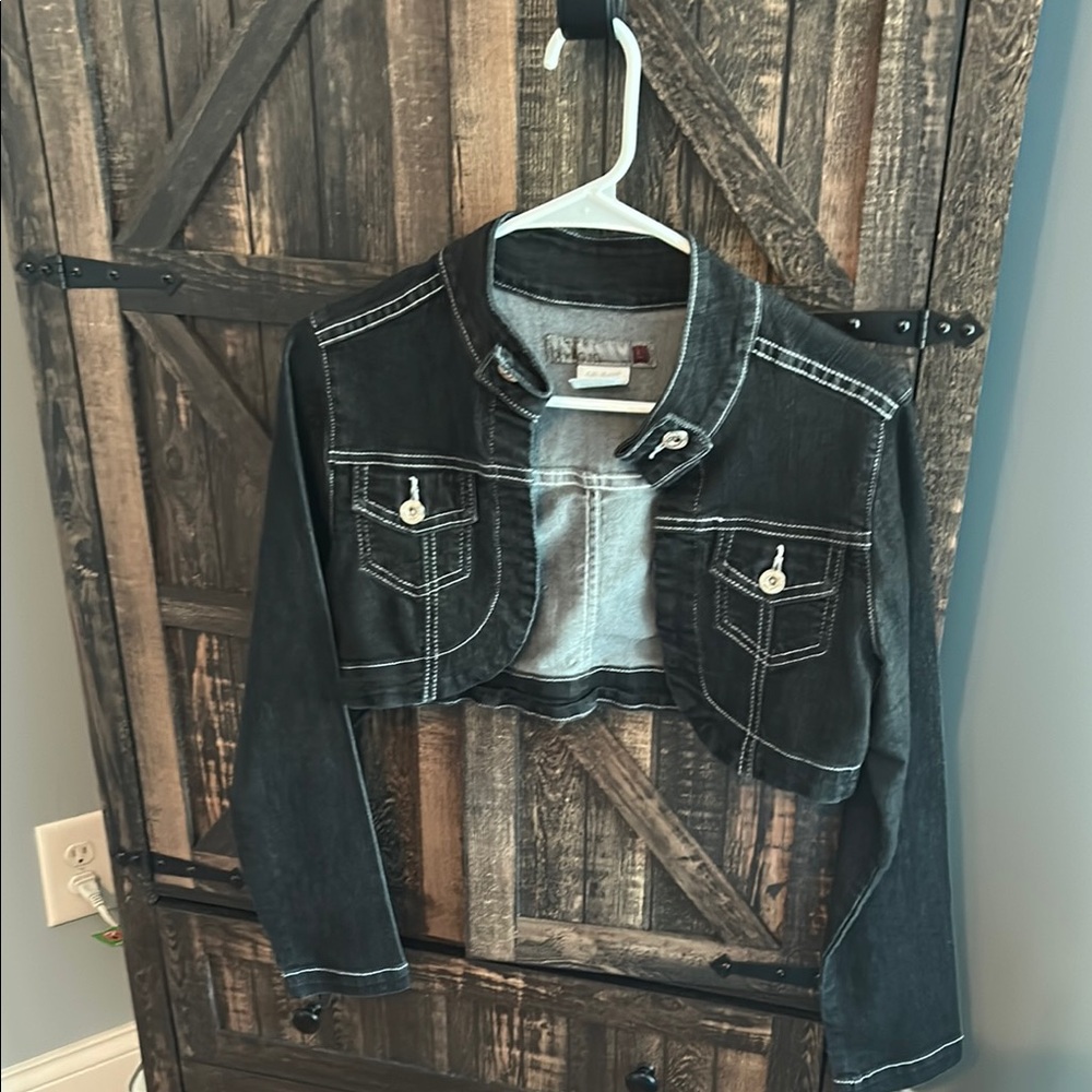 Black Denim Cropped Jacket